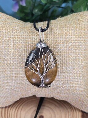 Tiger's Eye Tree of Life Necklace #79